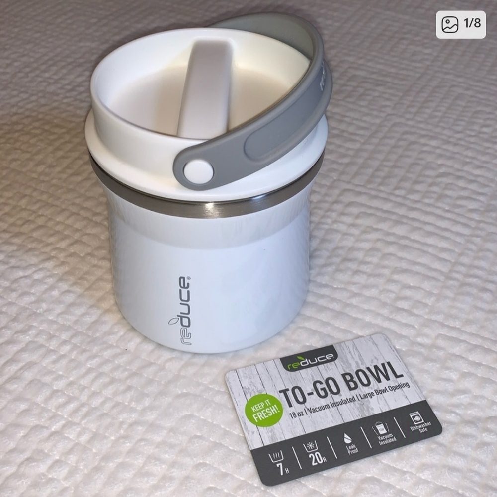 Reduce White and Gray Vacuum Insulated To-Go Bowl 18oz
